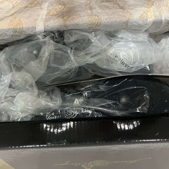 Joan Boyce satin slippers with jewel studs on kitten heel. - Picture 11 of 14